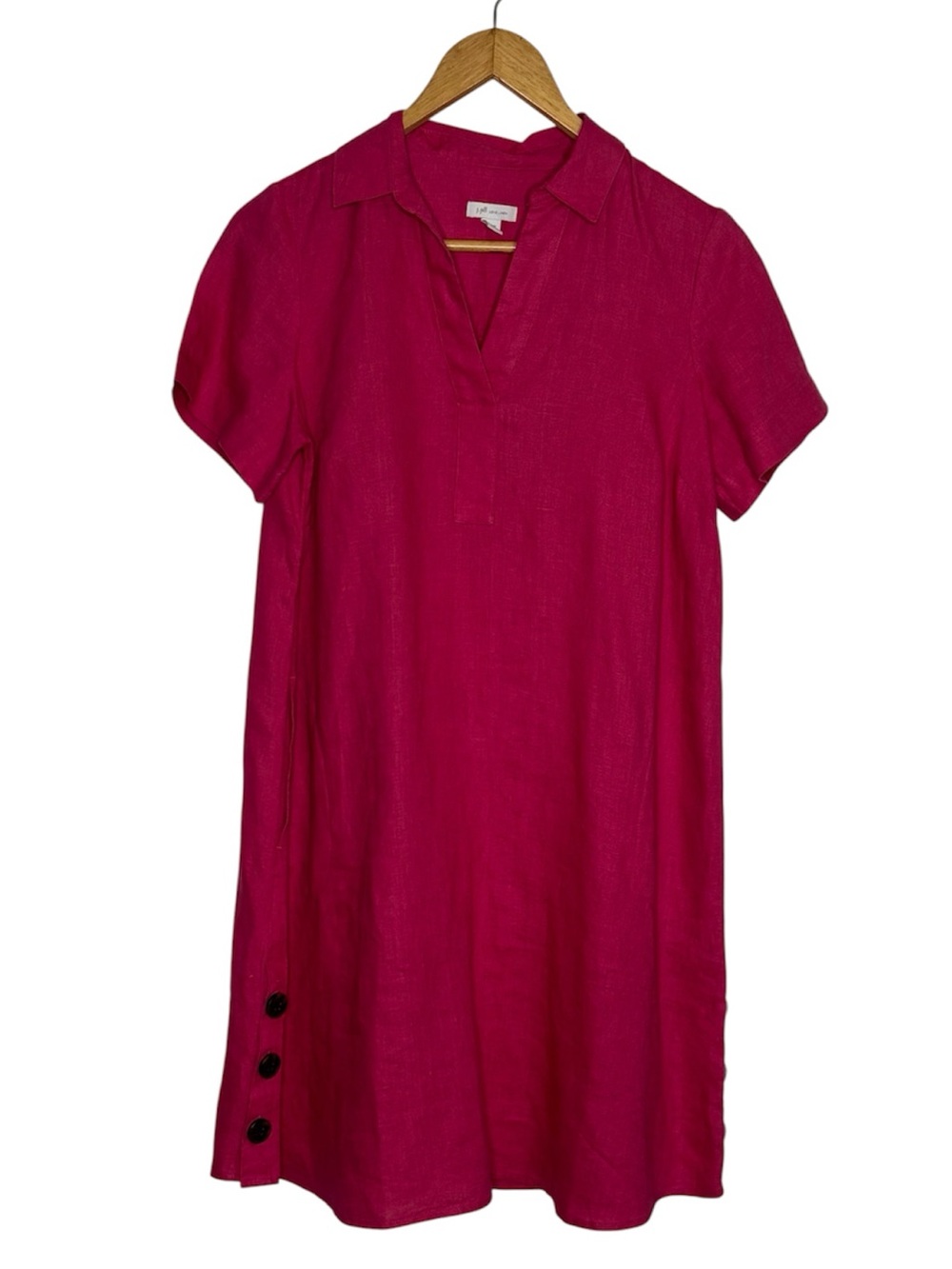 J. Jill Linen Split-Neck Short Sleeve Dress